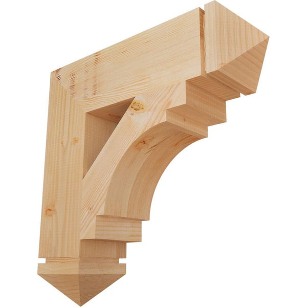 Ekena Millwork 5.5 in. x 24 in. x 24 in. Douglas Fir Merced Arts and Crafts Smooth Bracket