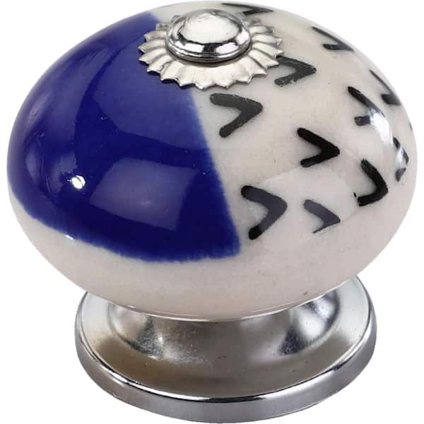 Mascot Hardware Scarlet 1-3/5 in. Blue Pattern Cabinet Knob