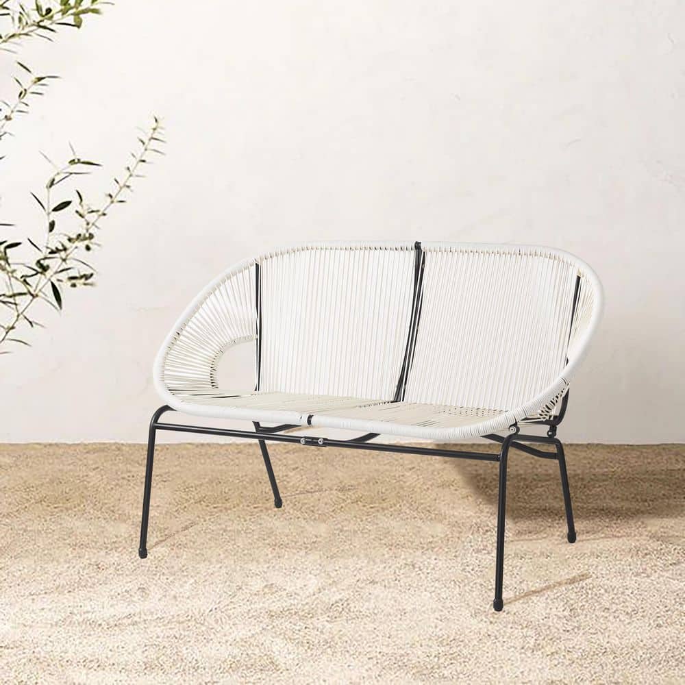 1-Piece Ivory White Wicker Outdoor Patio Loveseat price history on PriceWatchPro
