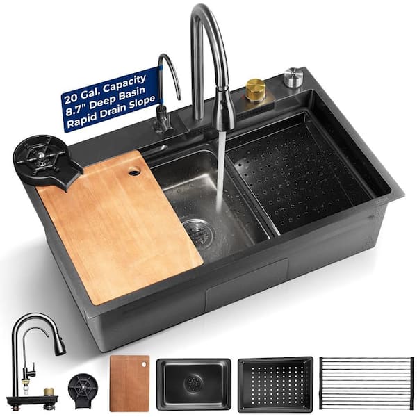 セントバーナード 13 in. Drop-In/Undermount Single Bowl Gray Stainless Steel