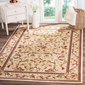 Lyndhurst Ivory 4 ft. x 6 ft. Floral Border Area Rug