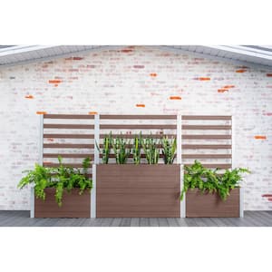 Vita Urbana 132"L x 16"W x 66"H Vinyl Parklette Planter Combo with Trellis, Espresso Brown, VT17530