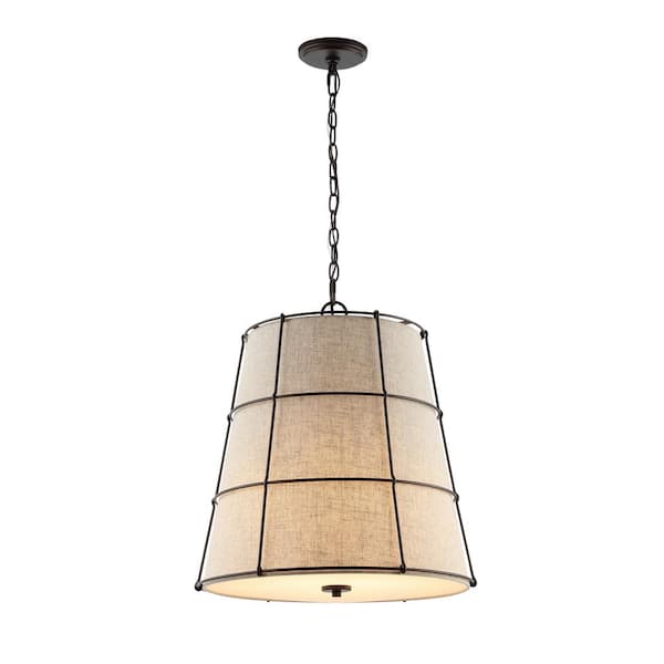 Silas 19 in. 3-Light Rustic Farmhouse Iron LED Pendant, Oil Rubbed Bronze