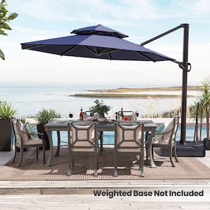11.5 ft. x 11.5 ft. Double Top Octagon Cantilever Patio Umbrella in Navy Blue