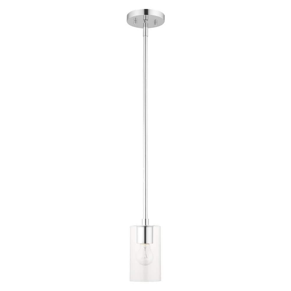 Zurich Polished Chrome Clear Glass Modern 1-Light Pendant