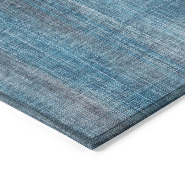 Blue 10 ft. x 14 ft. Woven Striped Rectangle Indoor/Outdoor Area Rug