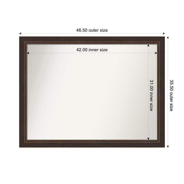 Amanti Art Lara Bronze 46.5 in. x 35.5 in. Custom Non-Beveled Wood FramedBathroom Vanity Wall Mirror