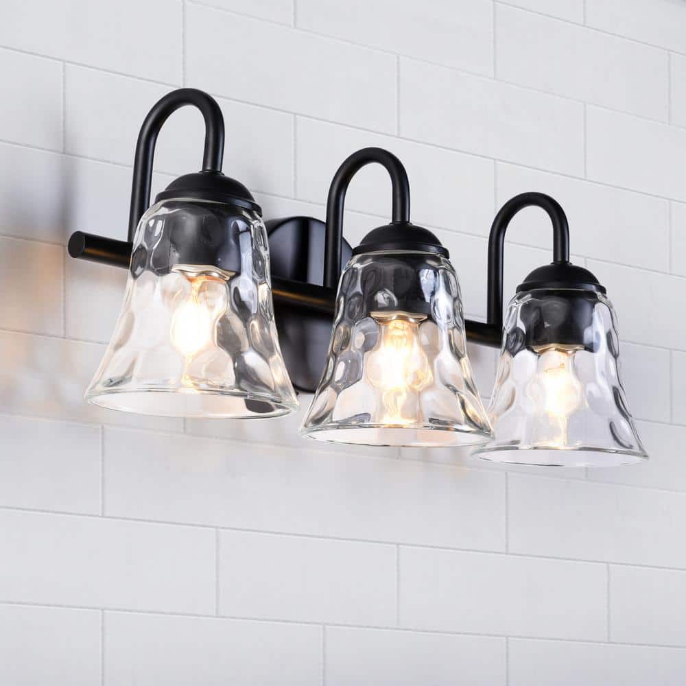 Austin 18.3 in. 3-Light Matte Black Vanity Light with Glass Shade price history on PriceWatchPro