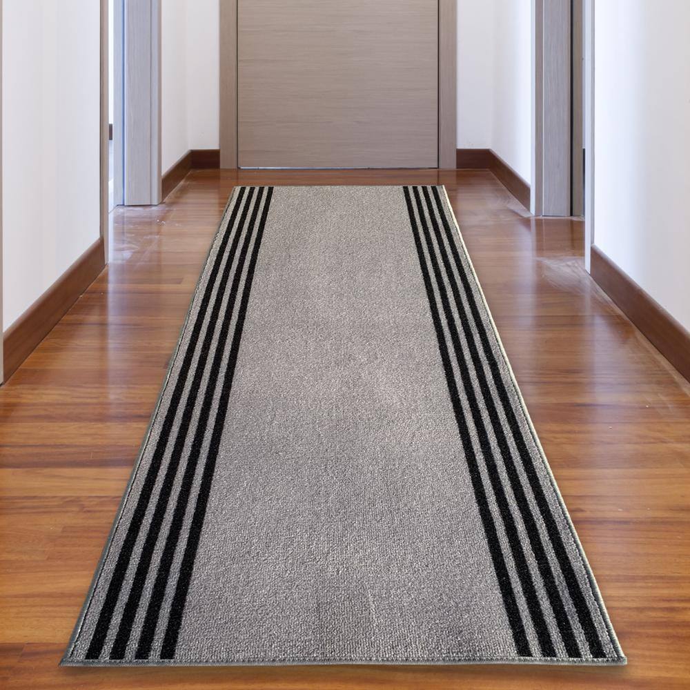 Reviews for PLAYA RUG Stripes Bordered Black&Gray Color 31 in. Width x