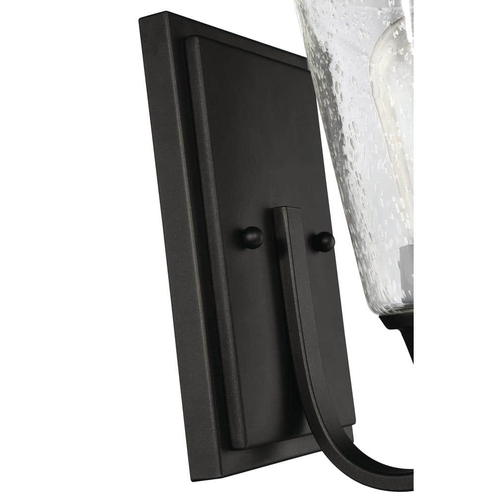 Modern Black Nickel Vanity Sconce with Clear Bell Shade