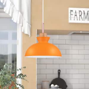 Matisse 1-Light Orange Single Dome Pendant Light with Metal Shade
