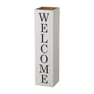 30 in. H Double Sided Washed White Wooden Box-Shaped WELCOME HOME Porch Sign