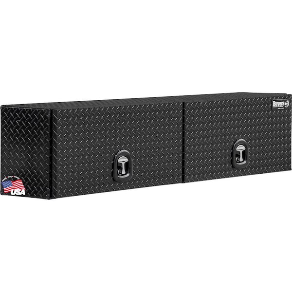 16 in. x 13 in. x 72 in. Matte Black Diamond Tread Aluminum Top Mount Truck Tool Box with Flip-Up Doors