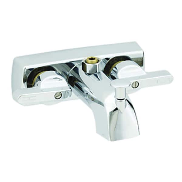 Unbranded RV Tub/Shower Diverter with Lever Handles, Rise Adapter and Brass Stems - 3-3/8 in. On-Center, Chrome