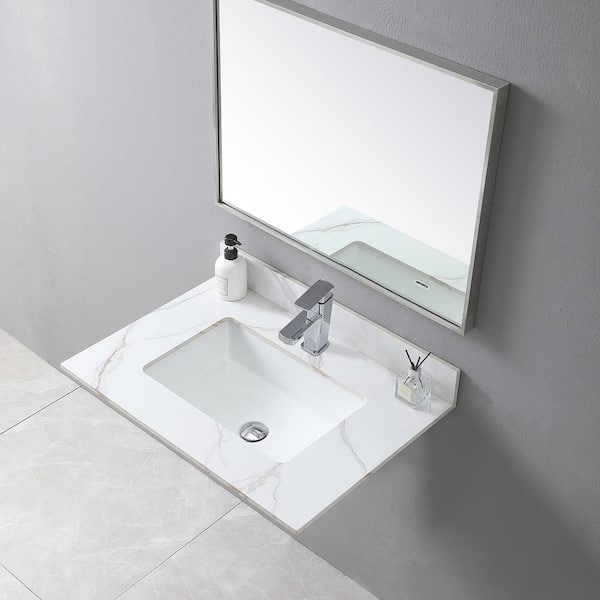 Washbasin with rectangular top for single-hole taps