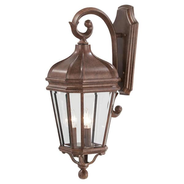 Harrison 3-Light Vintage Rust Outdoor Wall Lantern Sconce
