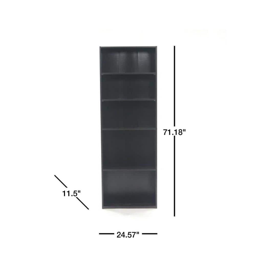 Adjustable Cinnamon Cherry Wood 5-Shelf Kids Bookcase