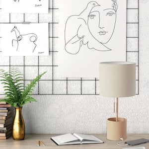 19 in. Matte Pale Terracotta Table Lamp with Beige Fabric Shade and 1A USB Port, On/Off Pull Chain
