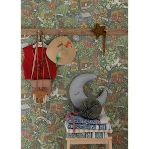 Green Bygga Bo Woodland Village Paper Non-Pasted Non-Woven Matte Wallpaper