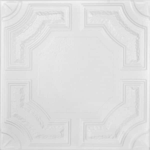 Evergreen Ultra Pure White 1.6 ft. x 1.6 ft. Decorative Foam Glue Up Ceiling Tile (259.2 sq. ft. /Case)