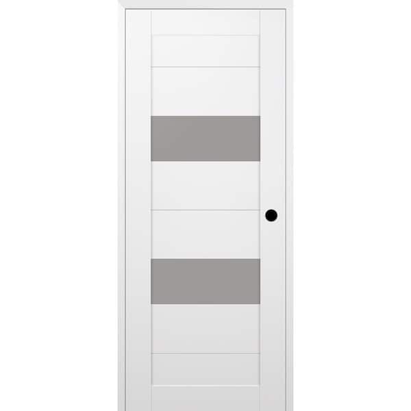 Belldinni Berta 28 in. x 96 in. Left Hand 2 Lite Frosted Glass Snow White Composite Wood Single Prehung Door