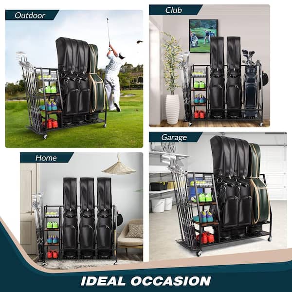 Sttoraboks Golf Bags Storage Garage Organizer Golf Bag Rack for 3