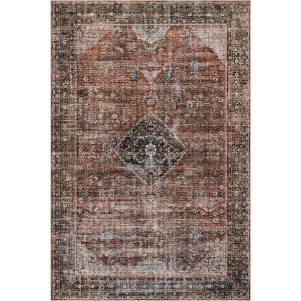 Orielle Medallion Traditional Washable Area Rust 5 ft. x 7 ft. Indoor Area Rug