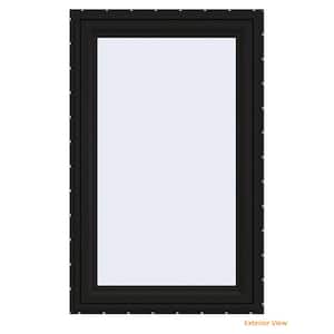 30 in. x 48 in. V-4500 Series Black Exterior/White Interior FiniShield Vinyl Left-Handed Casement Window w/Mesh Screen