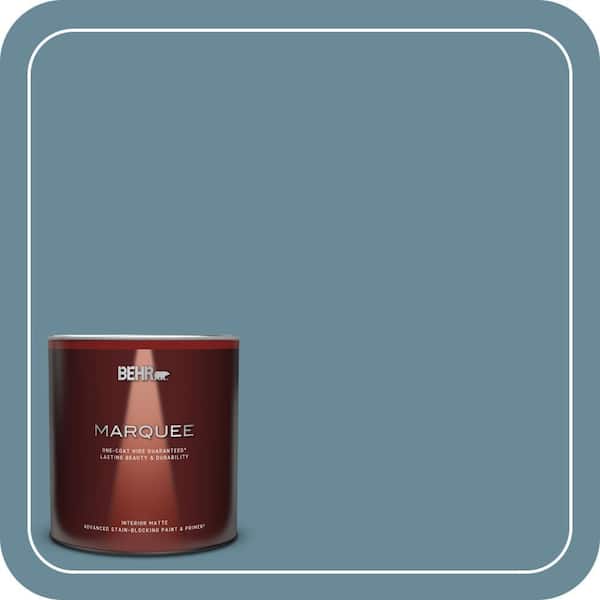 BEHR MARQUEE 1 qt. #BIC-22 Relaxed Blue Matte Interior Paint & Primer