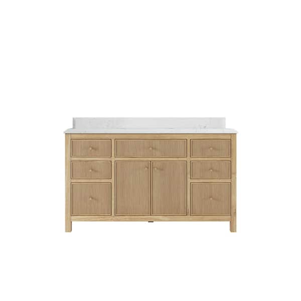 Willow Collections Sonoma Teak 60 in. W x 22 in. D x 36 in. H Single Sink Bath Vanity in Light Teak with 1.5 in. Empira Quartz Top
