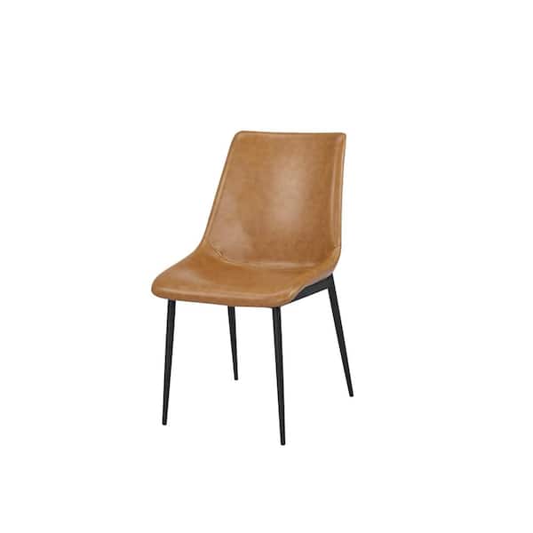 DEVON & CLAIRE Ian Faux Leather Dining Chair (Set of 2), Camel