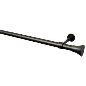 63 in. Intensions Single Curtain Rod Kit in Anthracite with Saxo Finials and Adjustable Brackets
