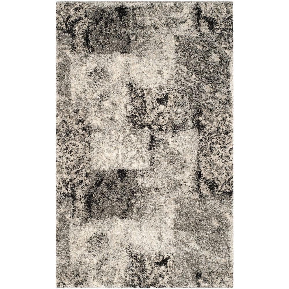 Retro Cream/Grey Doormat 3 ft. x 4 ft. Floral Area Rug price history on PriceWatchPro