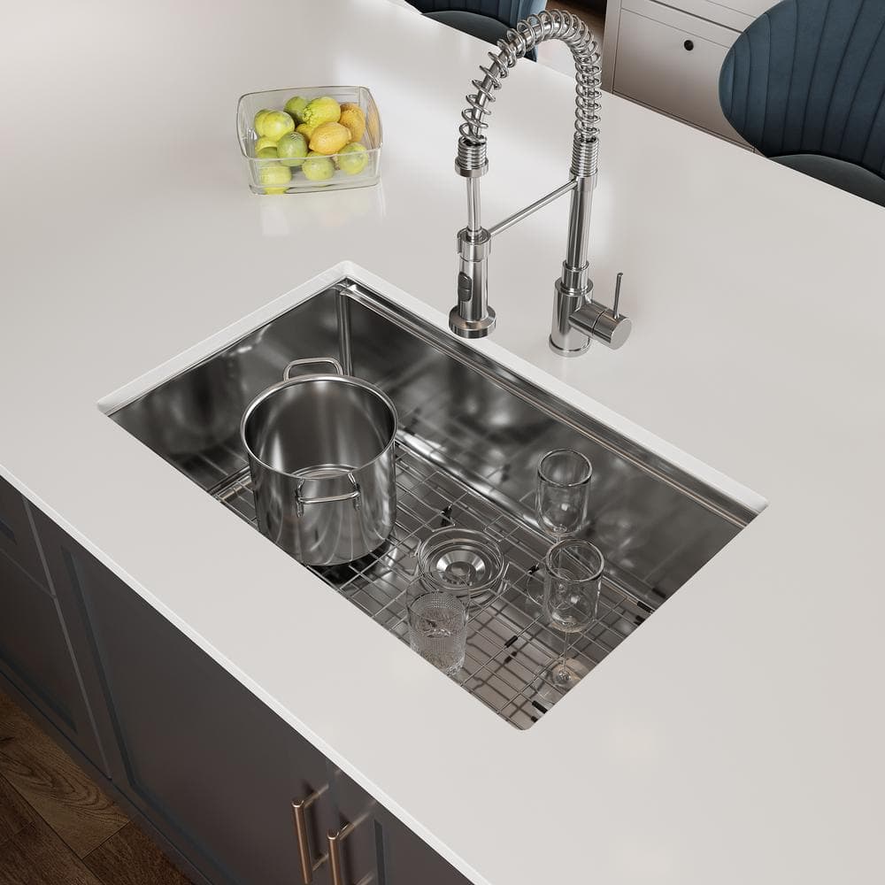 Magnus 30'' Stainless Steel Single Bowl Farmhouse Kitchen Sink with Workstation