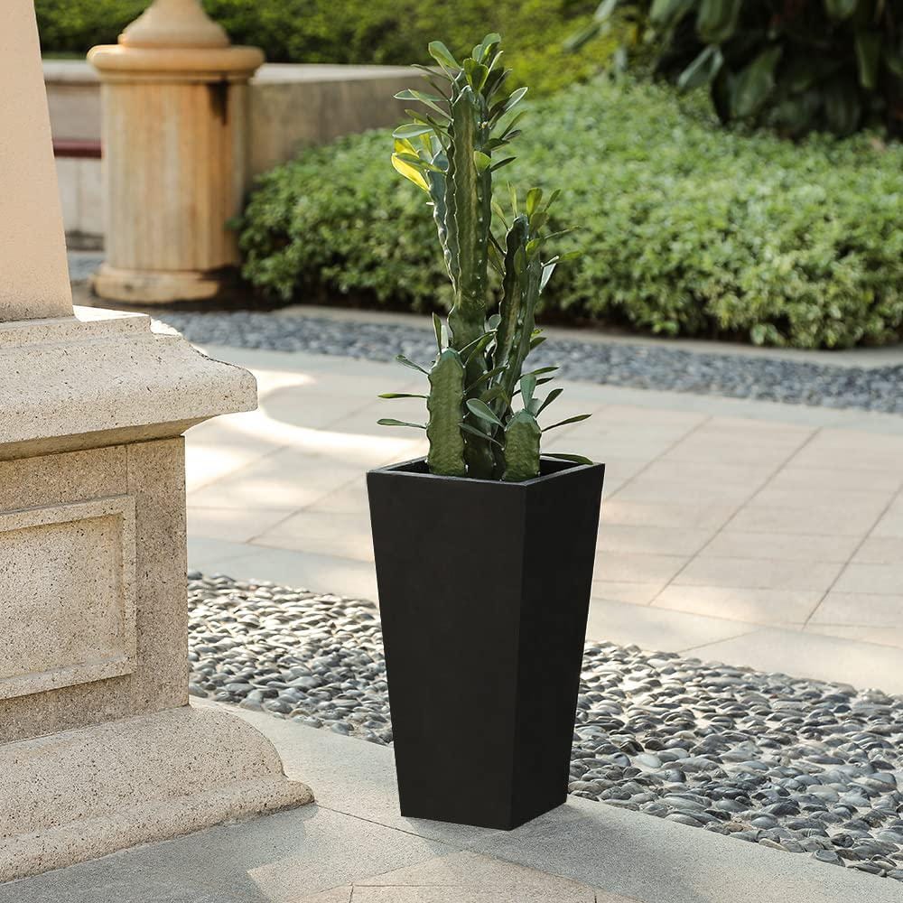 Black Tall Tapered Magnesium Oxide Planter