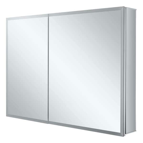 FINE FIXTURES 42 in. W x 30 in. H Rectangular Aluminum Recessed or Surface Mount Medicine Cabinet with Mirror and LED Lighting