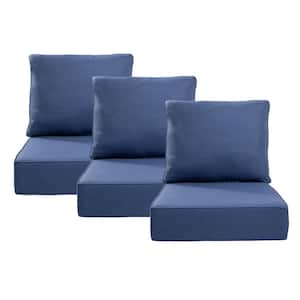 24 in. x 24 in. x 6 in. 6-Piece CushionGuard Outdoor Thicken Sofa Deep Seat Replacement Cushion Set in Blue