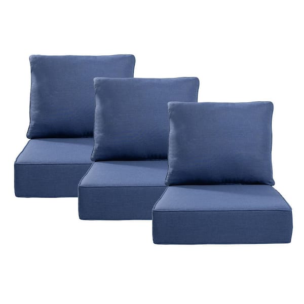 24 in. x 24 in. x 6 in. 6-Piece CushionGuard Outdoor Thicken Sofa Deep Seat Replacement Cushion Set in Blue
