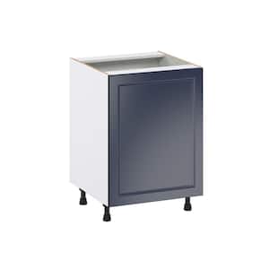 Devon Painted Blue Recessed Assembled 3 Waste Bins Pull out Kitchen Cabinet (24 in. W x 34.5 in. H x 24 in. D)