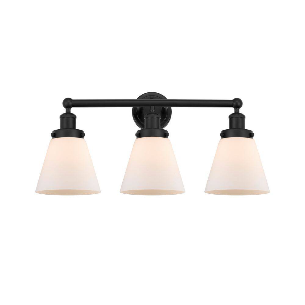 Cone 24.5 in. 3-Light Matte Black Vanity Light with Glass Shade price history on PriceWatchPro