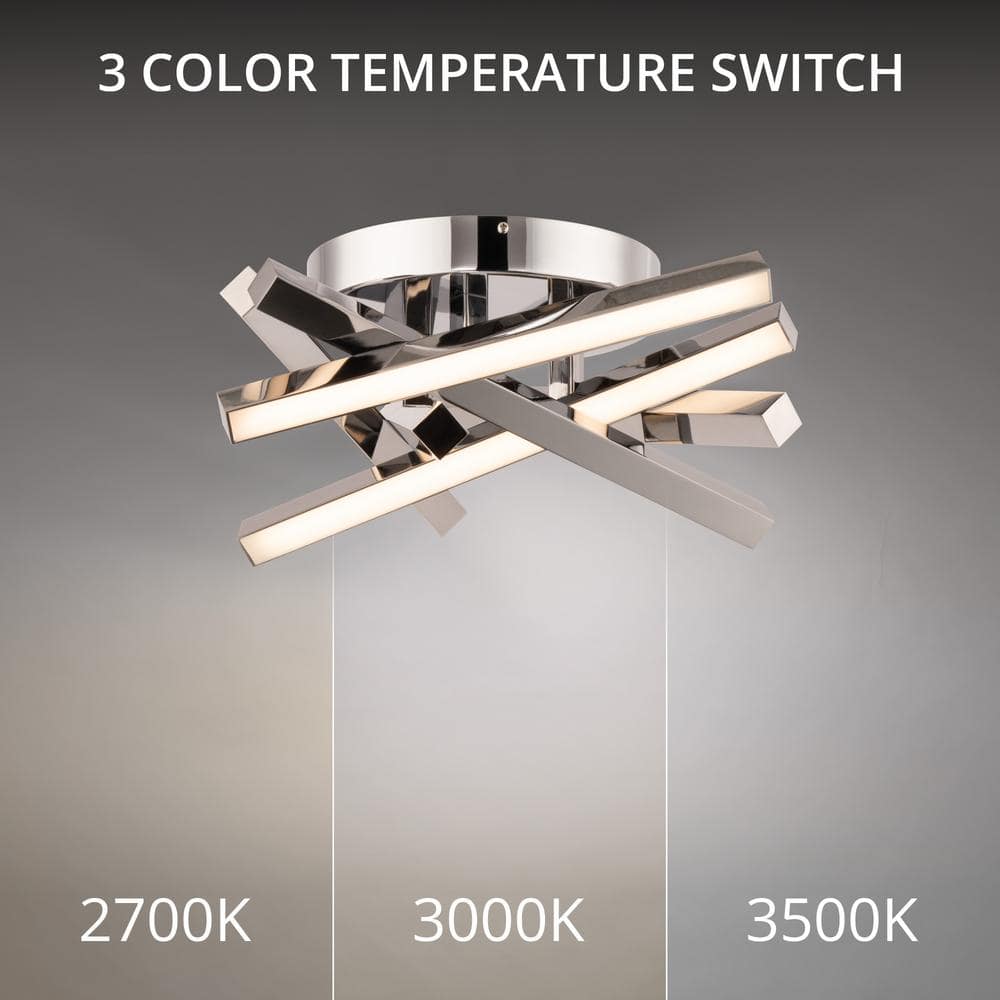 Chrome 15-Inch LED Semi Flush Mount Ceiling Light