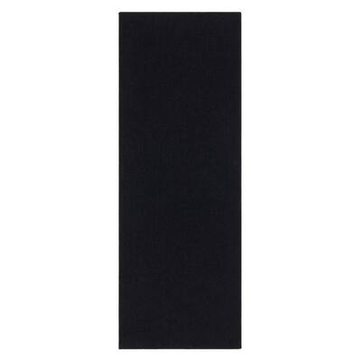 Ottohome Collection Solid Design Black 2 ft. 2 in. x 6 ft. Runner Rug