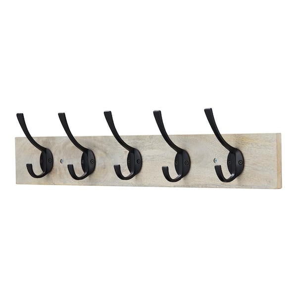 Nystrom 27-inch (685 mm) Classic Wood Hook Rack with 5 Steel Coat
