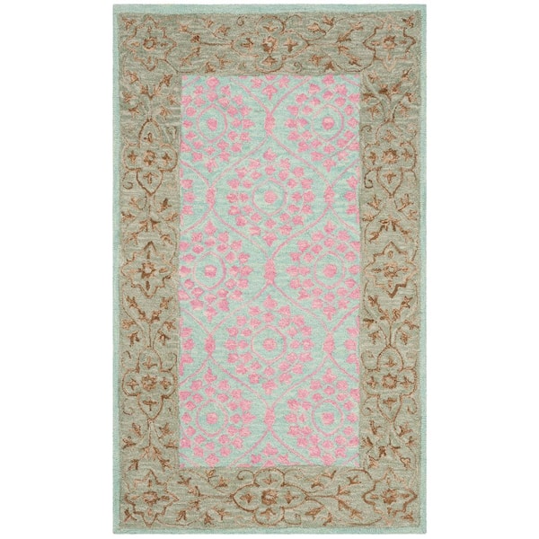 Suzani 4 ft. x 6 ft. Taupe/Pink Ornate Trellis Floral Area Rug