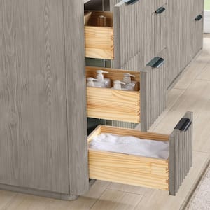 Cádiz 84 in. W x 22 in. D x 34 in. H Free-standing Double Bathroom Vanity in Fir Wood Grey with White Composite Top