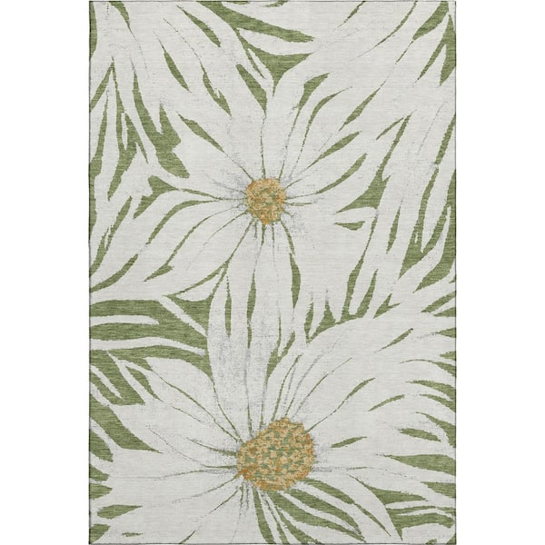 Mayfield Premium Machine Washable Abstract AMF2263 Green 10 ft. x 14 ft. Area Rug