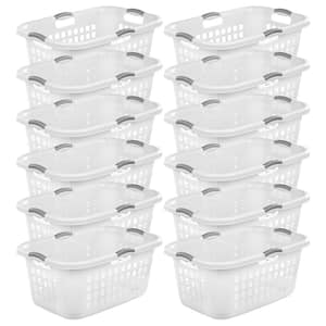 Pop & Load White and Gray Collapsible Plastic and Rubber Laundry Basket  PL5721 - The Home Depot