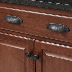 Refined Rustic Collection Cup Pull 3 Inch (76 mm) or 3-3/4 Inch (96 mm) Center to Center Black Iron Finish