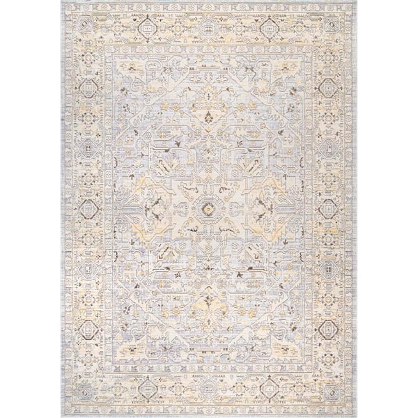 nuLOOM Isabelle Vintage Medallion Beige 8 ft. x 10 ft. Area Rug