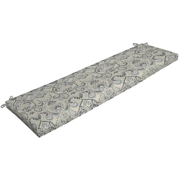 ARDEN SELECTIONS Rectangle Outdoor Bench Cushion in Neutral Aurora Damask